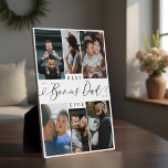 Best Bonus Dad Ever Script Fathers Day Photo Plaque<br><div class="desc">Send your bonus dad a beautiful personalised Father's Day gift he'll cherish forever. Special personalised Father's Day family photo collage to display your special family photos and memories. Our design features a simple 6-photo collage grid design with "Best Bonus Dad Ever" in a beautiful handwritten black script style & serif...</div>