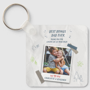 Best Bonus Dad Ever Step Dad Photo Keepsake Custom Key Ring