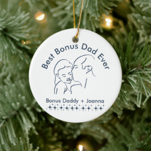 Best Bonus Dad Ever, step Father daughter 1-Photo Ceramic Tree Decoration