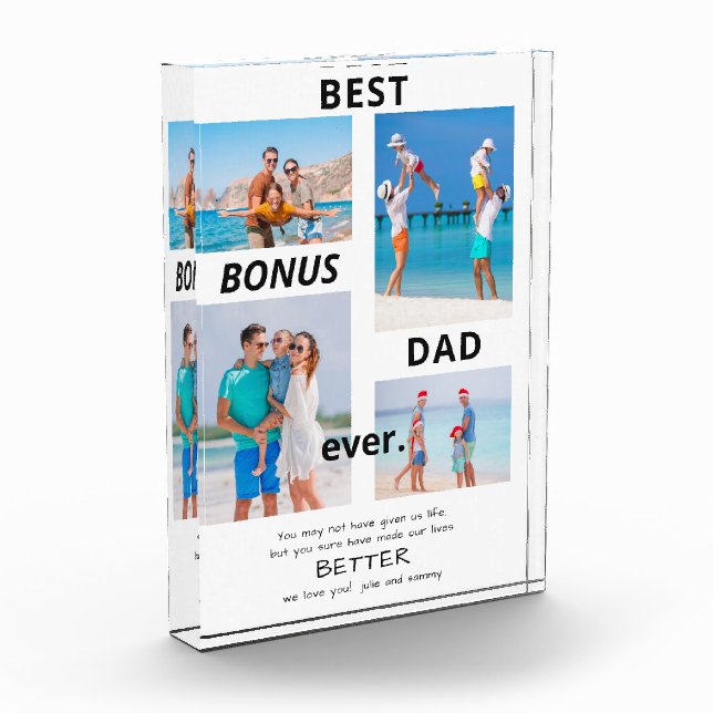 Best Bonus Dad Ever Stepdad 4 Photo Father's Day   (Left)