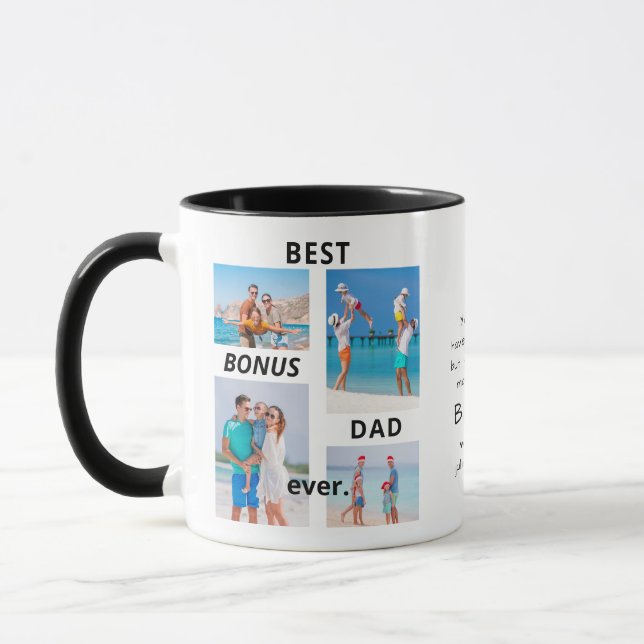 Best Bonus Dad Ever Stepdad 4 Photo Father's Day   Mug (Left)