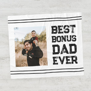 Best Bonus Dad Ever Stepdad Stepfather Gift Photo Fleece Blanket