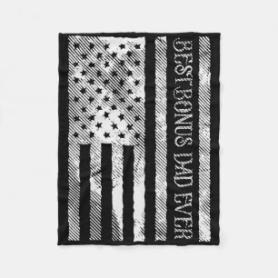 Best Bonus Dad Ever Us Flag Vintage Patriot Stepda Fleece Blanket