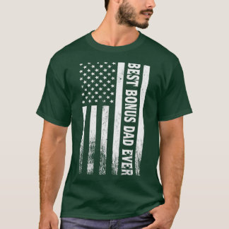 Best Bonus Dad Ever Vintage American Flag Fathers  T-Shirt