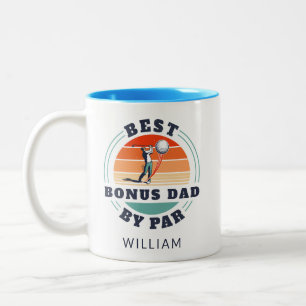 Best Bonus Dad Fathers Day Golf Lover Custom Two-Tone Coffee Mug