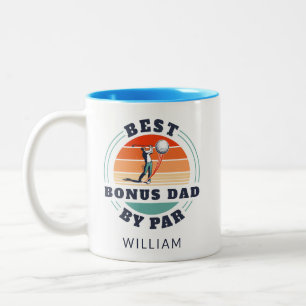 Best Bonus Dad Retro Fathers Day Golf Lover Custom Two-Tone Coffee Mug