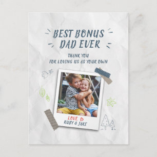 Best Bonus Dad Stepdad Custom Photo Postcard