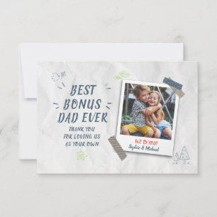Best Bonus Dad Stepdad Kids Photo Custom Card