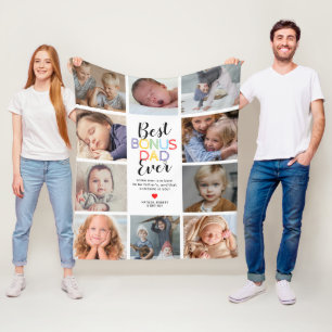 Best Bonus Dad Stepfather Photo Fleece Blanket