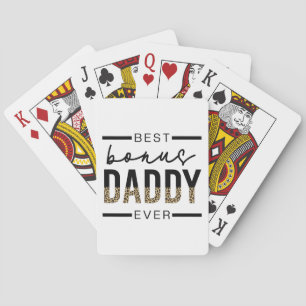 Best Bonus Daddy Ever Leopard Typography Playing Cards