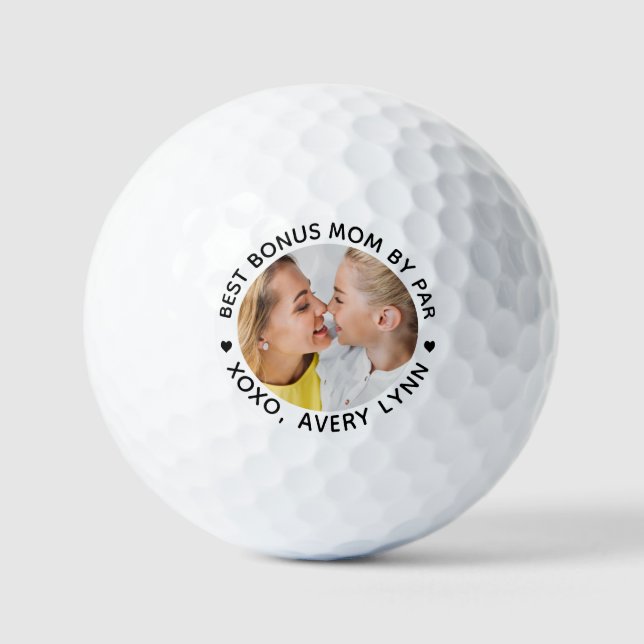 Best BONUS MOM By Par Personalised Photo Golf Balls (Front)