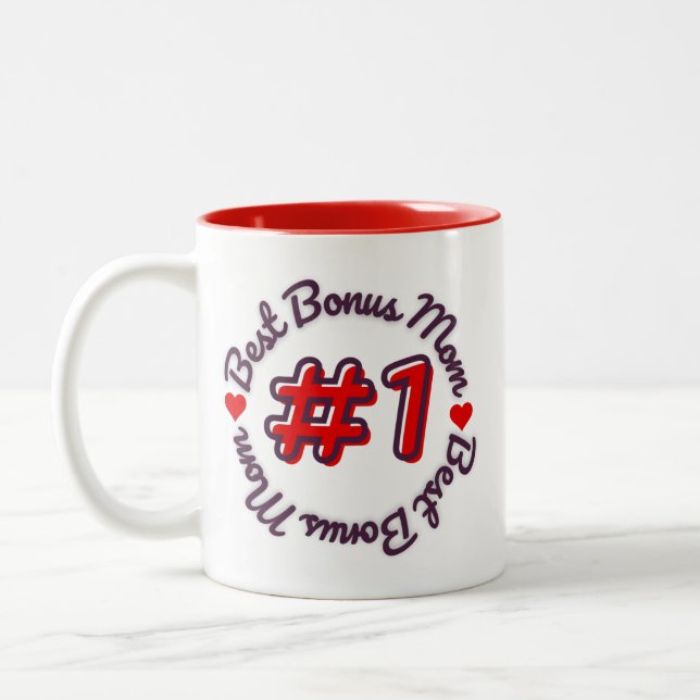 Best Bonus Mum #1 Mother's Day Two-Tone Coffee Mug (Left)