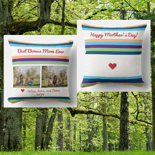 Best Bonus Mum Ever 2 Photos Names Script Modern Cushion