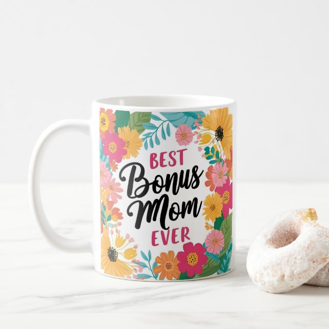 Best Bonus Mum Ever Mug – Floral Mother’s Day Gift (With Donut)