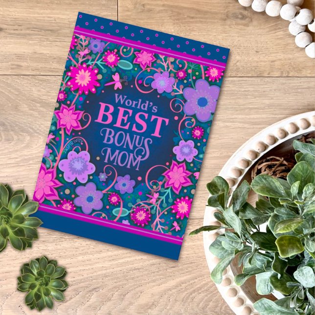 Best Bonus Mum Floral Pretty Unique Mother’s Day Card (Creator Uploaded)