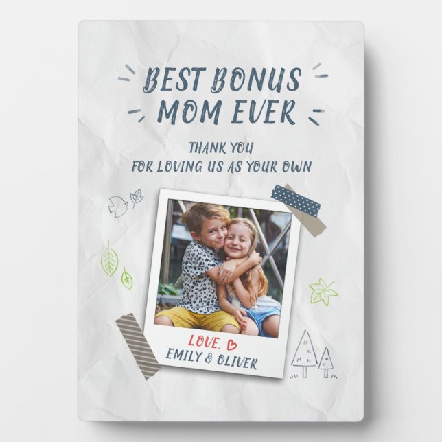 Best Bonus Mum Mothers Day Stepmom Custom Photo Plaque (Front)