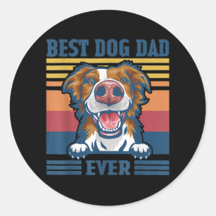 Best Border Collie Dad Ever Funny Dog Dad Classic Round Sticker