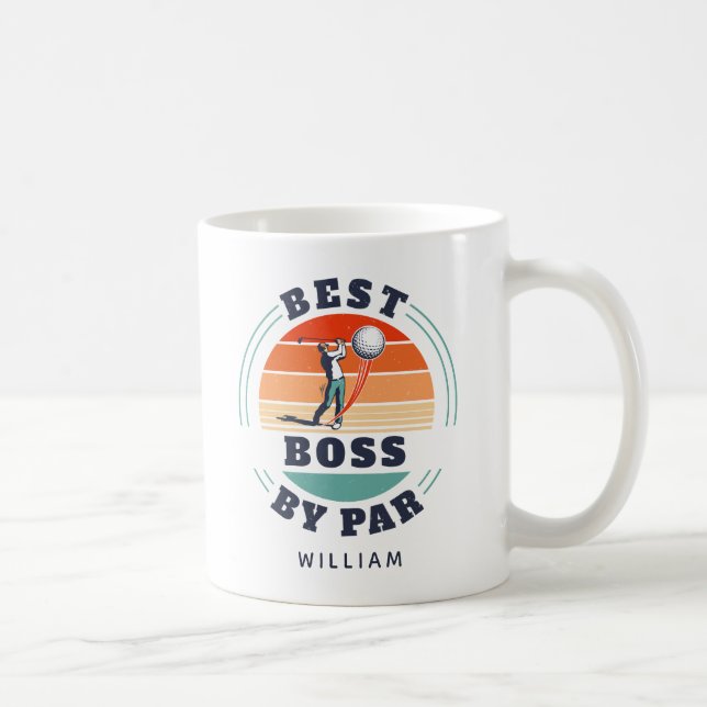 Best Boss By Par Custom Retro Golf Employer Coffee Mug (Right)