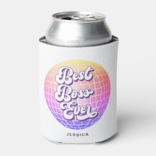Best Boss Ever Colourful Disco Ball Custom Nam Can Cooler
