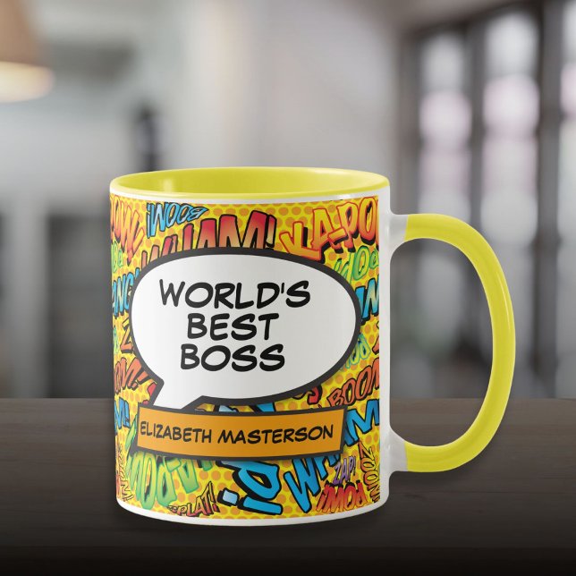 Best Boss Ever Fun Retro Pop Art Comic Book Mug (Best Boss Ever Fun Retro Pop Art Comic Book Mug)