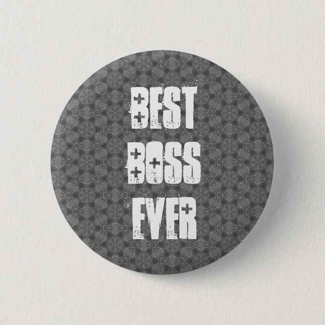 Best Boss Ever Modern Silver Star Pattern 6 Cm Round Badge (Front)