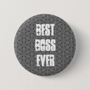Best Boss Ever Modern Silver Star Pattern 6 Cm Round Badge