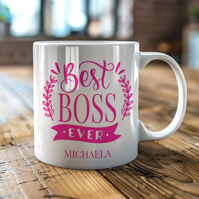 Best Boss Ever Personalised Wreath Coffee Mug (Creator Uploaded)