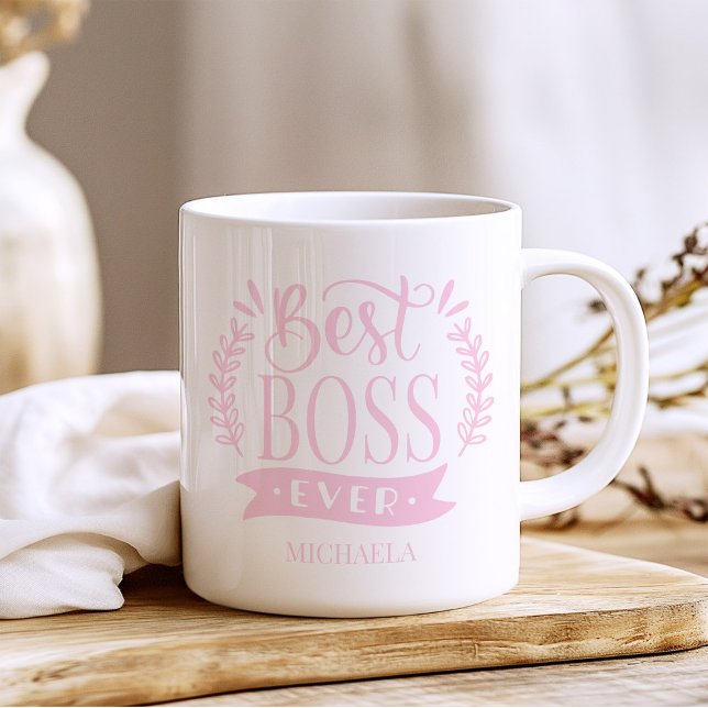 Best Boss Ever Personalised Wreath Coffee Mug (Creator Uploaded)
