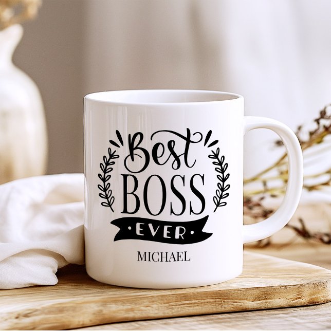 Best Boss Ever Personalised Wreath Coffee Mug (Creator Uploaded)