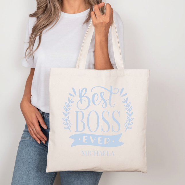 Best Boss Ever Personalised Wreath Tote Bag (Creator Uploaded)