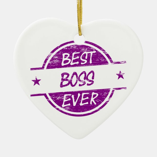 Best Boss Ever Purple Ceramic Tree Decoration (Front)