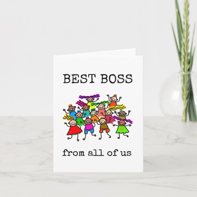 Best Boss From All of Us, Funny, Colorful Card (Front)