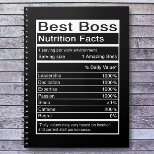 Best Boss Nutrition Facts Funny Saying Notebook
