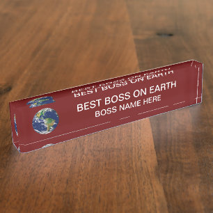 Best Boss On Earth With Planet Earth Nameplate