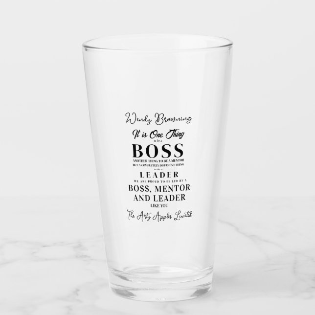 Best Boss quote leaving gift Glass Cup (Front)