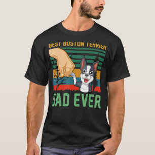 Best Boston Terrier Dad Ever Retro Vintage Style T-Shirt