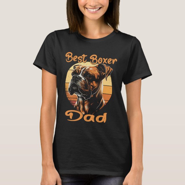 Best Boxer Dad Boxer Sunset Retro Dog Owner Dog T-Shirt (Front)