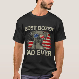 Best Boxer Dad Ever  Dog Lover American Flag T-Shirt