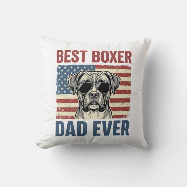 Best Boxer Dad Ever Vintage Dog Cushion (Front)