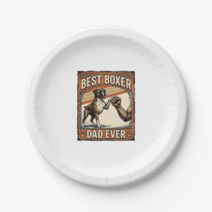 Best Boxer Dad Ever Vintage Dog Dad Paper Plate