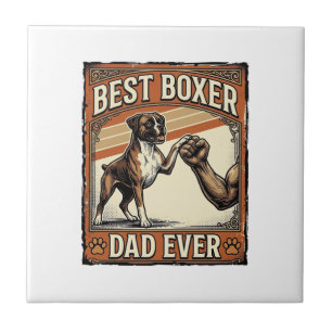 Best Boxer Dad Ever Vintage Dog Dad Tile
