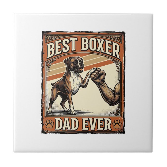 Best Boxer Dad Ever Vintage Dog Dad Tile (Front)