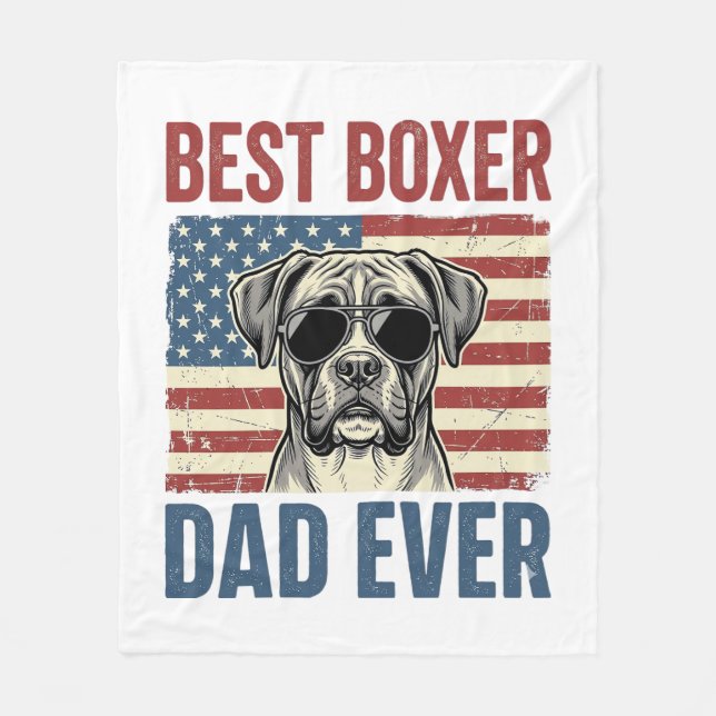 Best Boxer Dad Ever Vintage Dog Fleece Blanket (Front)