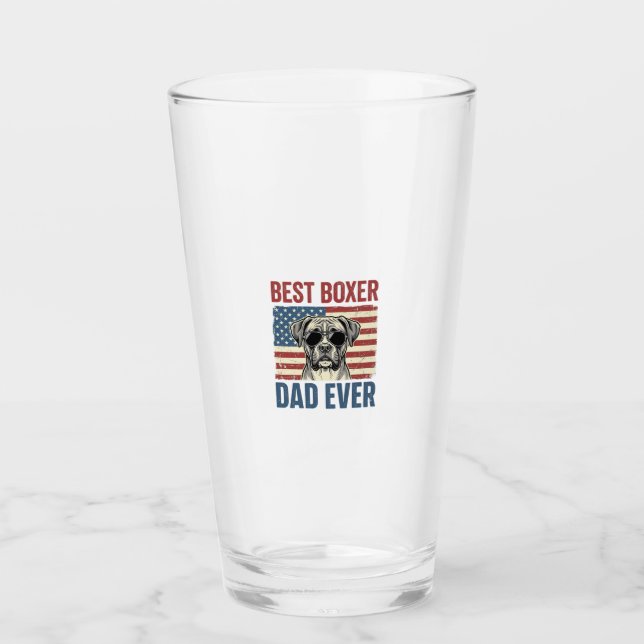 Best Boxer Dad Ever Vintage Dog Glass (Front)