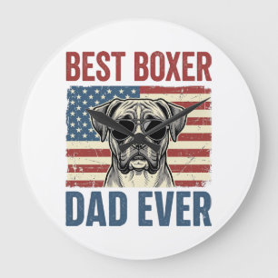 Best Boxer Dad Ever Vintage Dog Large Clock