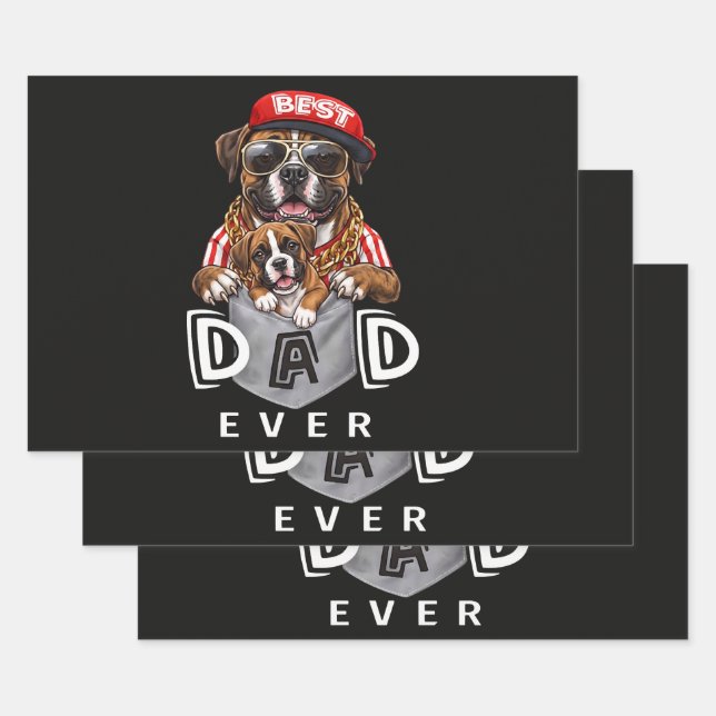Best Boxer Dad Ever Wrapping Paper Sheet (Set)