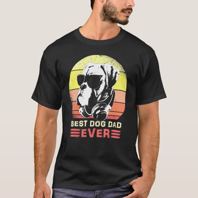 Best Boxer Dog Dad Ever Sunglasses And Headphones  T-Shirt (Front)