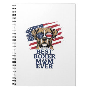 Best Boxer Mum Ever Patriotic Dog Shirt Design_1 Notebook
