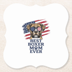 Best Boxer Mum Ever Patriotic Dog Shirt Design_1 Paper Coaster
