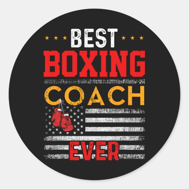 Best Boxing Coach Ever Funny Boxing Coach Training Classic Round Sticker (Front)